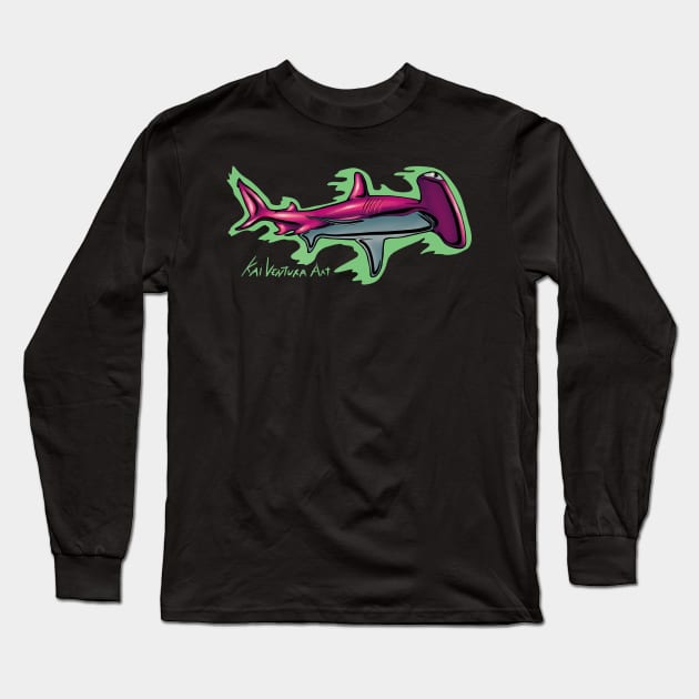 Hammerhead Shark Color Variant A Long Sleeve T-Shirt by Kai Ventura